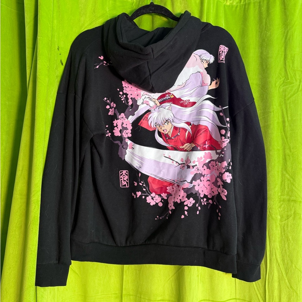 Black Inuyasha Cherry Blossom Sesshomaru Hoodie Pullover Medium
